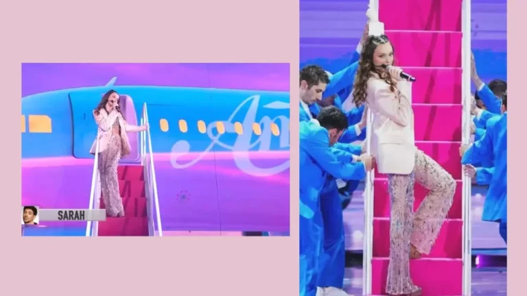 outfit di sarah toscano nella semifinale ad amici 23