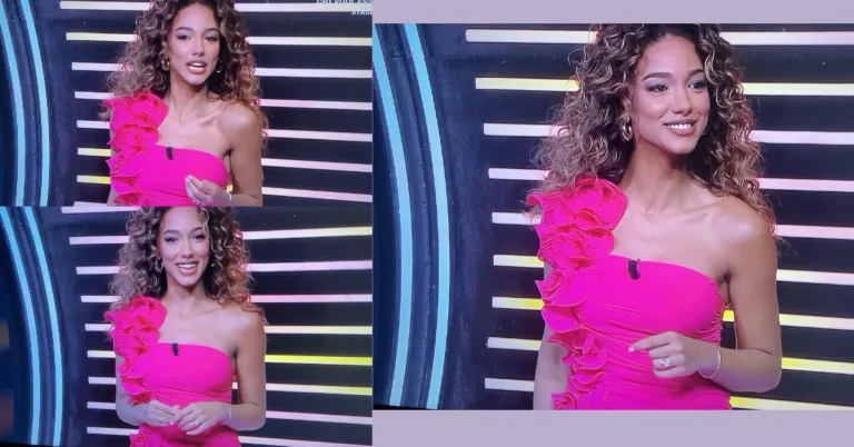 Marco e prezzo abito fucsia di Samira Lui a La ruota della fortuna